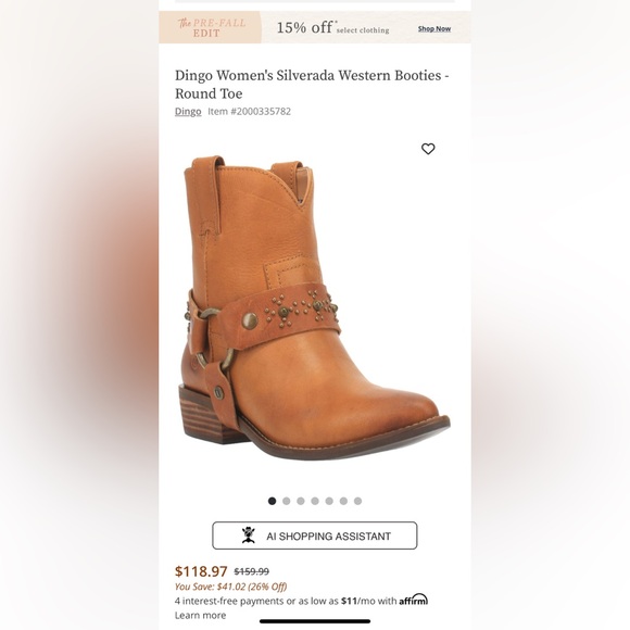 Dingo Women’s Silverada Western Camel Bootie Round Toe Sz 8m NWT - Picture 1 of 16